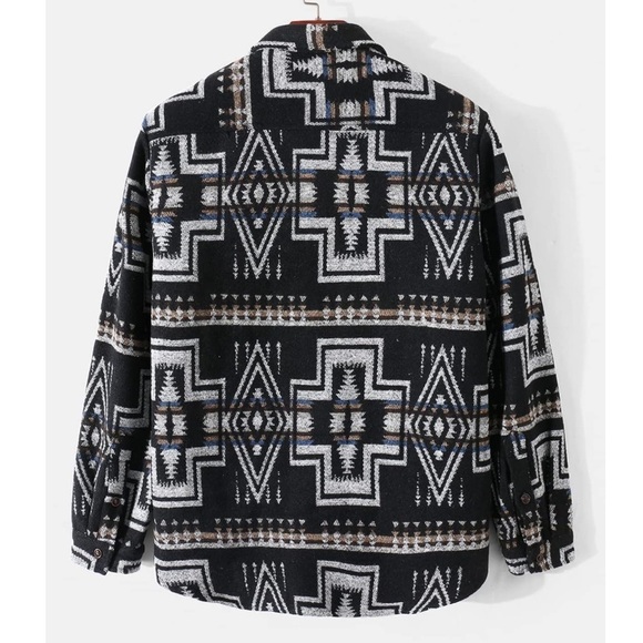Forever 21 Aztec Print Button Down Woolen lightweight Lapel Shirt Jacket/Shacket - Picture 15 of 15